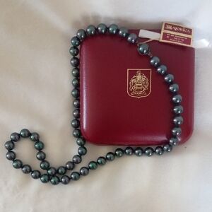 Majorica Spain 10mm Peacock Iridescent Pearl Necklace 24” L *NWT*